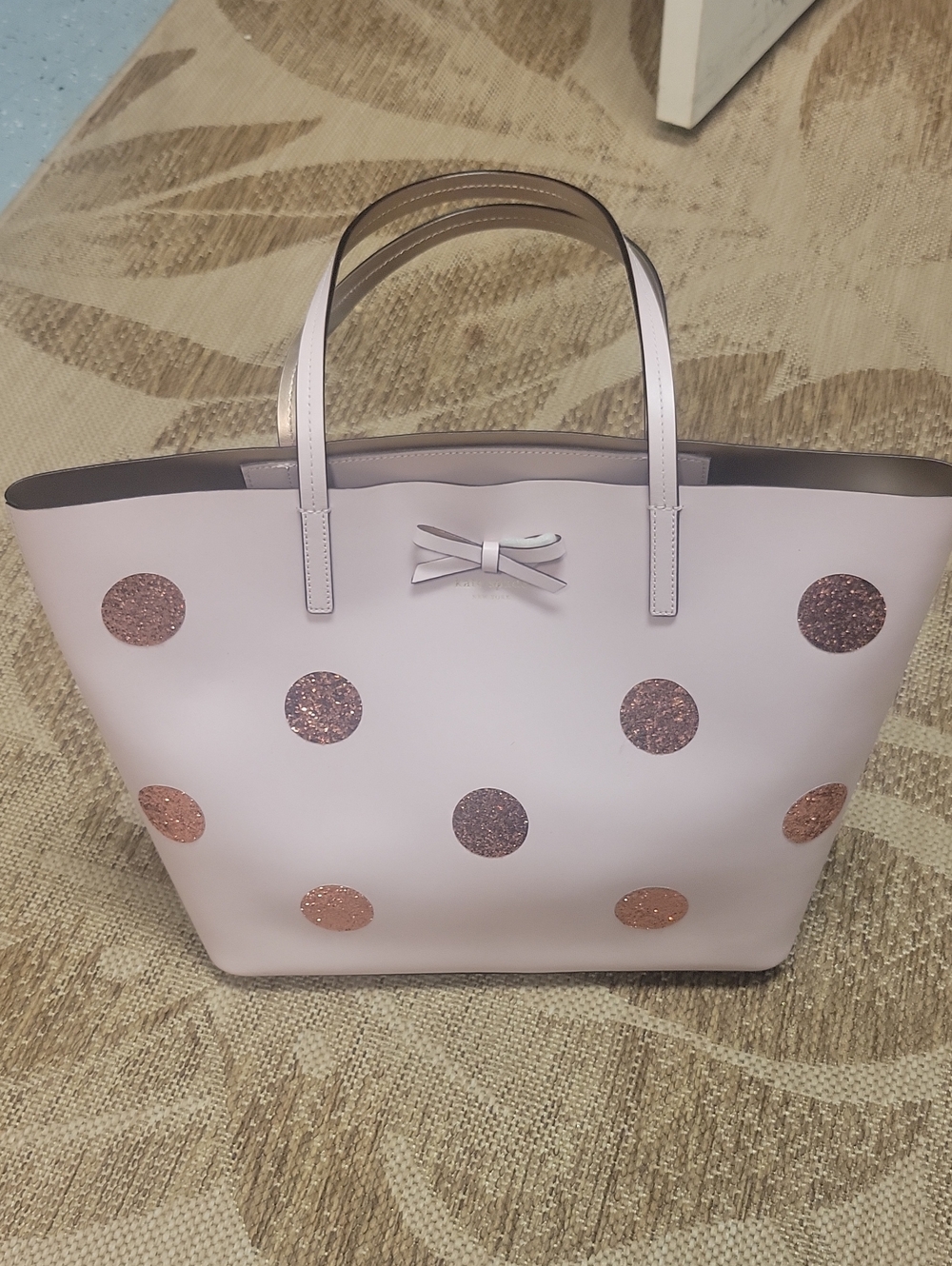 Kate Spade Glittering Dots Little Len Leather Tote, Plum Dawn